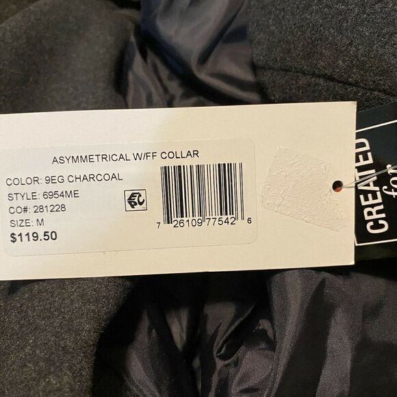 Maralyn Me Juniors Faux-Fur-Trim Hooded Asymmetrical Charcoal Coat Medium NWT - Picture 9 of 9